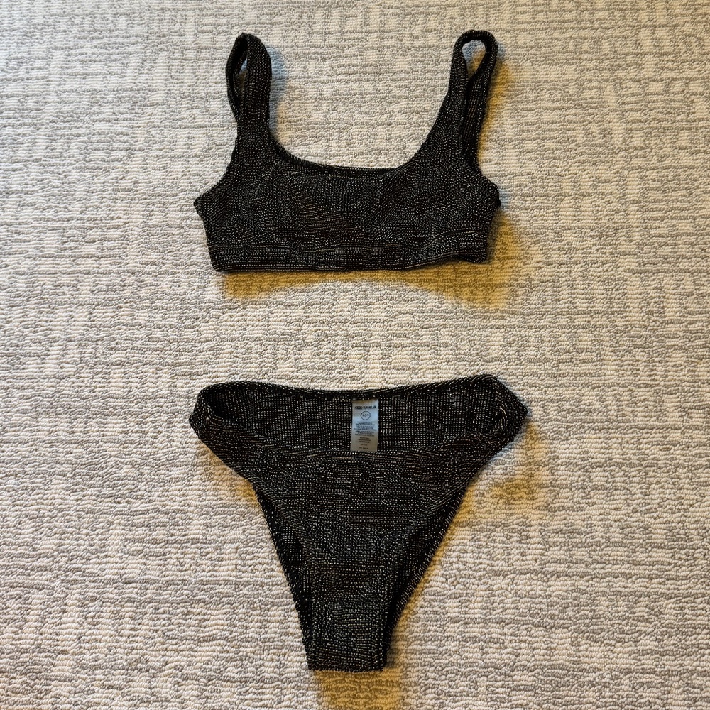 Good American Swimsuit - Black/ Gold Top Size 1/2 Bottom 0/0